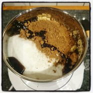 add sugar, cocoa, vanilla , oil and salt